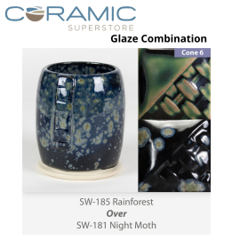 Rainforest SW185 over Cenote SW189 Stoneware Glaze Combination Rainforest SW185 over Cenote SW189 Stoneware Glaze Combination